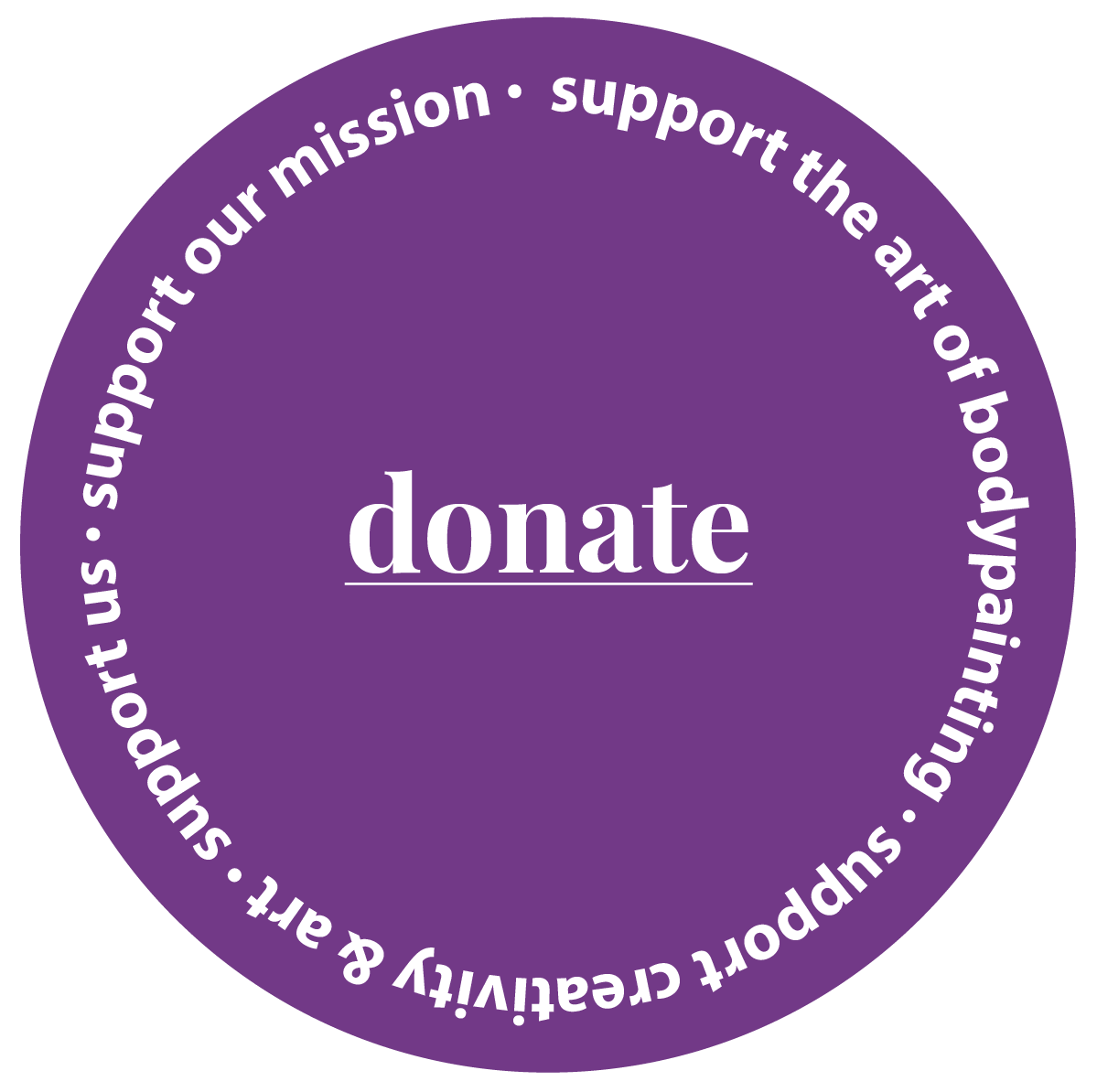 A purple circular button with the word